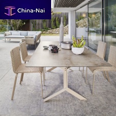 Contemporary dining table KEY WESTstainless steelHPLstainless steel base