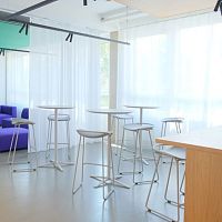 Contemporary bar stool MONKleathermetal baseupholstered