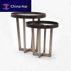 Contemporary side table SAMUELglassleathermarble