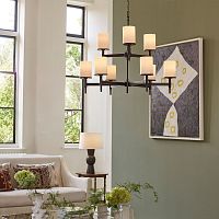 Contemporary chandelier STRATTON frosted glassbrassbronze