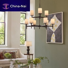 Contemporary chandelier STRATTON frosted glassbrassbronze