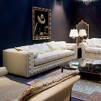 Traditional sofa ATLANTIQUEfabricleatherwhite