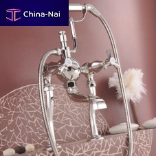 Double-handle shower mixer tap 3630 for bathtubdeck mountedchromed metal