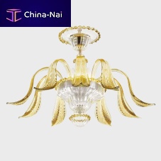 Traditional ceiling light AFRODITE WITH LEAVESMurano glassLEDhandmade