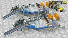 High level infeed palletizer bagfor boxes