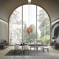 Contemporary dining table Domus woodenmarblemetal base