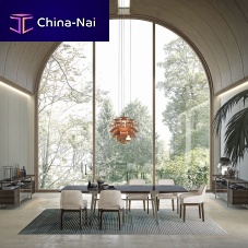 Contemporary dining table Domus woodenmarblemetal base