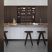 Contemporary bar stool ICSwood veneersolid wood base4-legged