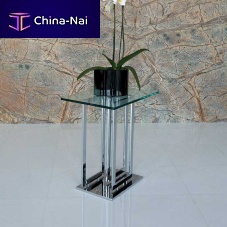 Contemporary side table LIFE CLASS : IMPERIAL tempered glasschromed metal baserectangular