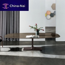 Contemporary dining table Palace shapedwoodenlacquered glassfrosted glass