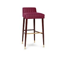 Contemporary bar stool Charlotteleatherfabriclacquered wood base