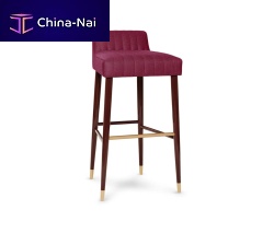 Contemporary bar stool Charlotteleatherfabriclacquered wood base