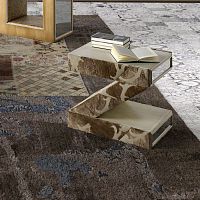 Contemporary side table Zwoodenglasswooden base