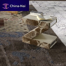 Contemporary side table Zwoodenglasswooden base