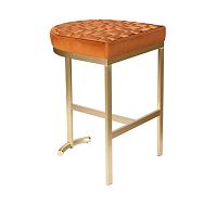 Contemporary bar stool GRACE fabricbrushed brass base3-legged