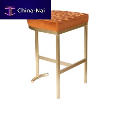 Contemporary bar stool GRACE fabricbrushed brass base3-legged