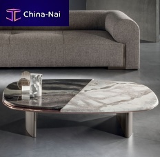 Contemporary coffee table SLIDEmetalmarblebronze base