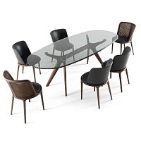 Contemporary dining table STIVsmoked glassmarblesolid wood base