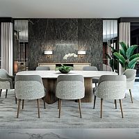 Contemporary dining table GALAPAGOS 101marblequartzitewooden base