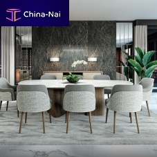 Contemporary dining table GALAPAGOS 101marblequartzitewooden base