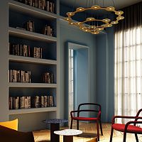 Contemporary chandelier FLAT SATURN 1-2-3polycarbonateanodized aluminumgeometric