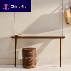 Contemporary stool La SoucheoakAmerican walnutoak base