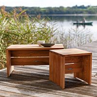 Contemporary side table CABINteaksolid woodteak base