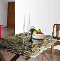 Contemporary table glasswooden baserectangular