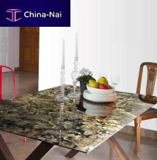 Contemporary table glasswooden baserectangular