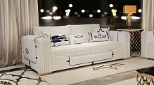 Contemporary sofa Elegantfabricleatherwhite