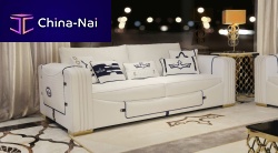 Contemporary sofa Elegantfabricleatherwhite