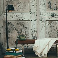 Floor-standing lamp SILVAaluminumwoodencontemporary