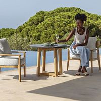 Contemporary dining table EVER lavasandstoneteak base