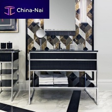 Double washbasin cabinet ACADEMYfree-standingwoodenmarble