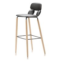 Contemporary bar stool NUBE W SG 80polyurethanebeech basepainted metal base