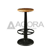 Traditional bar stool SINGHER solid woodpainted metal basecentral base