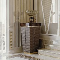 Contemporary pedestal Chelsearosewoodzebranoleather