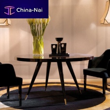 Contemporary dining table ANDREAglossy lacquered woodwooden baseround