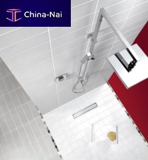 Stainless steel linear shower drain VENISIO SLIM : 30721025 / 30721028 / 30721031platinumABSmesh