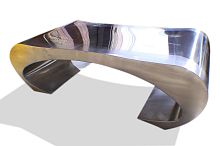 Original design coffee table WAISTpolished stainless steelpolished stainless steel baserectangular