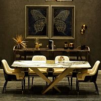 Contemporary table BLUETTA marblemetal baserectangular