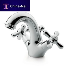 Double-handle washbasin mixer tap 173757countertopchrome-plated brassbathroom