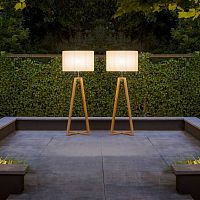 Floor-standing lamp CLUBstainless steelteakcontemporary