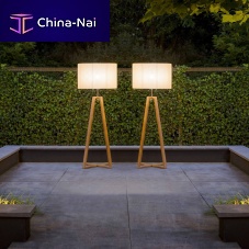 Floor-standing lamp CLUBstainless steelteakcontemporary