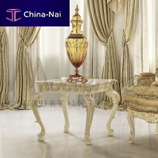 Classic side table marblelacquered wood basewood with gold leaf finish base