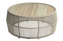 Contemporary coffee table ISLAsynthetic fiberteakround