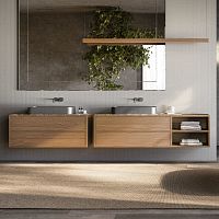 Double washbasin cabinet WOOD INwall-hungwoodenmarble