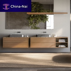 Double washbasin cabinet WOOD INwall-hungwoodenmarble