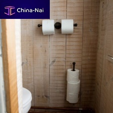 Wall-mounted toilet roll holder DOUBLEaged ironraw bronzeraw metal