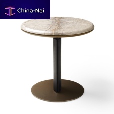 Contemporary side table Soundwoodenmarblemetal base